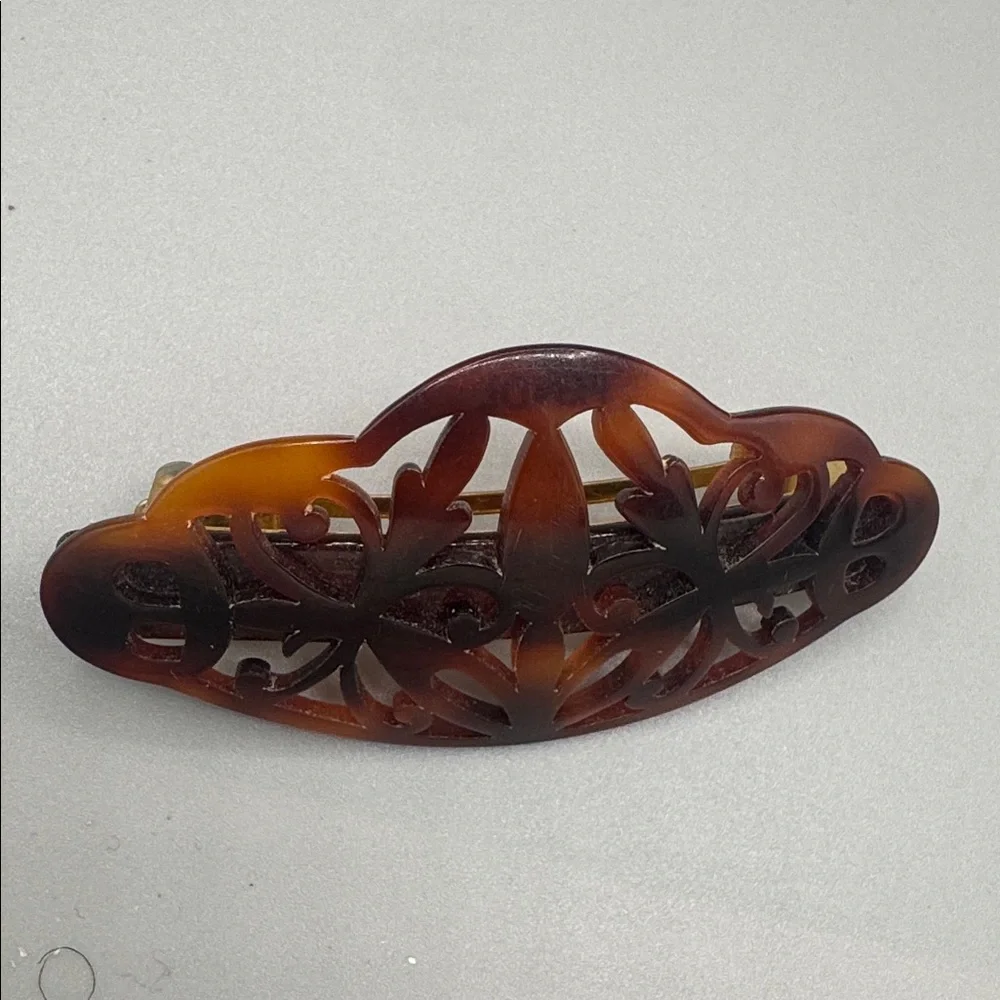 FENDI Vintage Tortoiseshell Hair Clip – Logo Stamped